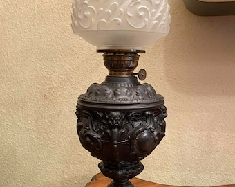 Victorian Erich & Graetz of Germany - Satyr/Pan/Gargoyle/Northwind/Devil - Bronze Brenner Oil Lamp - Wicca Pagan Occult Gothic