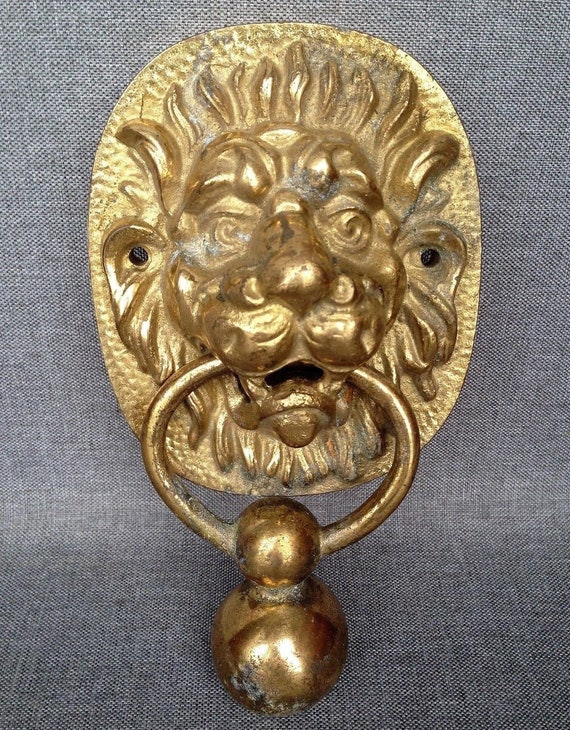 Antique French Bronze Door Knocker Early 1900s Large Lion Etsy