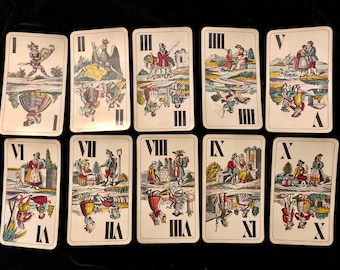 1903 Austrian Tarock Tarot Cards, Piatnik, Sohne in Vienna - Industrie und Gluck 54/54 Cards