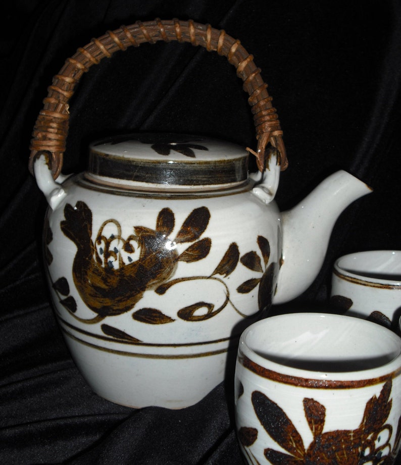 Vintage Japanese Ceramic Teapot With 6 Cups Etsy