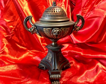 Antique Victorian Gold Gilt-Bronze - Empire Egyptian Revival Incense Burner (brûle-parfum), Censer, Made in France