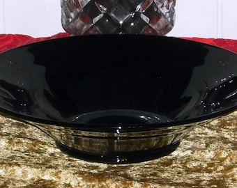 Black Amethyst Glass - Large Scrying/Gazing Bowl - L. E. Smith 1920s Art Deco