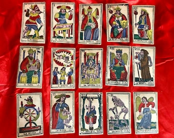 c. 1880 Old Italian Tarot Deck - Battista Varallo Italy 78/78 Cards Complete - Old Italian Piedmontese Tarot Cards