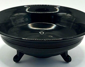 Black Amethyst Glass - Small Three Legs - Scrying/Gazing Bowl - L. E. Smith 1920s Art Deco