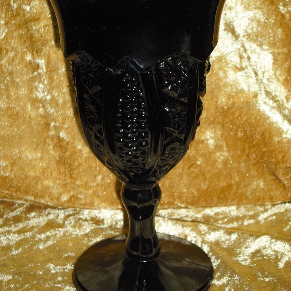 Victorian Black Gothic Pressed Glass Chalice Goblet