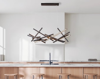 Houten kroonluchter Infinity XS – kleine moderne hanglamp voor keuken of hal