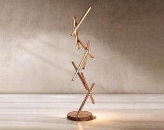Unique Wooden Floor Light DNA Lamp | Sculptural Organic Modern Floor Lighting | Architectural Modular Wooden Floor Lamp for Home Decor
