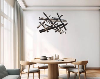 Solid Wood Chandelier, Spherical Modern Dining Room Lighting, Industrial Living Room Pendant
