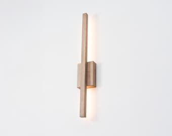 Handgemaakte verticale massief houten lineaire schans | Scandinavische houten wandlamp, industriële verlichting voor hal woonkamer trap