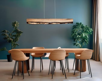 Walnut Live Edge-kroonluchter, rustieke boerderijhanglamp, eetkamerarmatuur