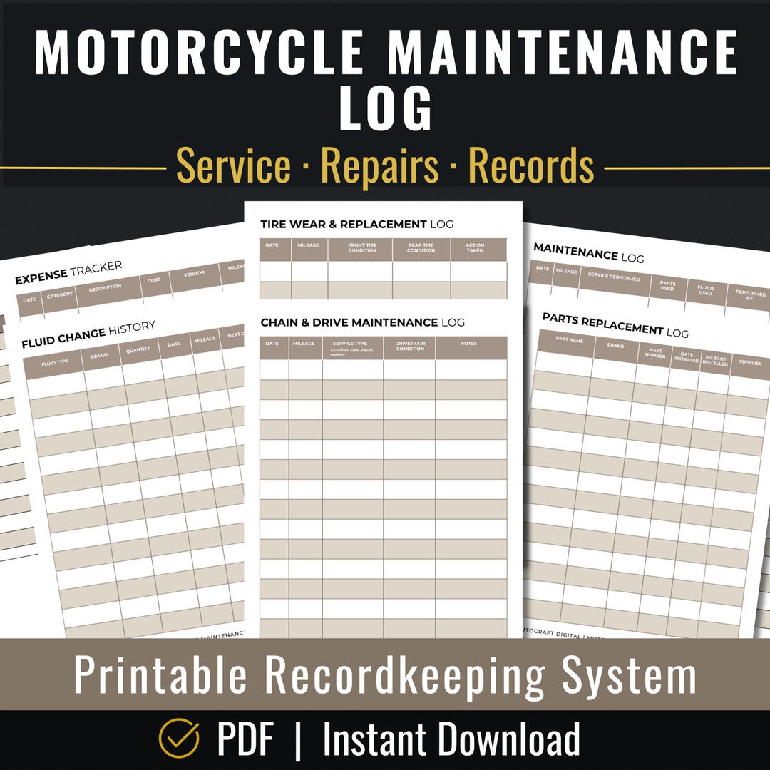 Motorcycle Service Sheet.pdf Motorcycle Maintenance Tracker | Service History & Repair Tracking ...