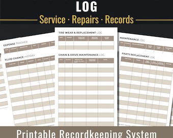 Motorcycle Maintenance Tracker | Service History & Repair Tracking | Printable PDF