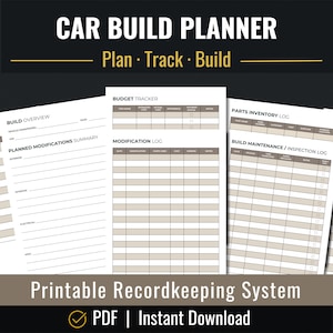 Autobouwtracker | Mod planning, budget en buildlog | Afdrukbare pdf