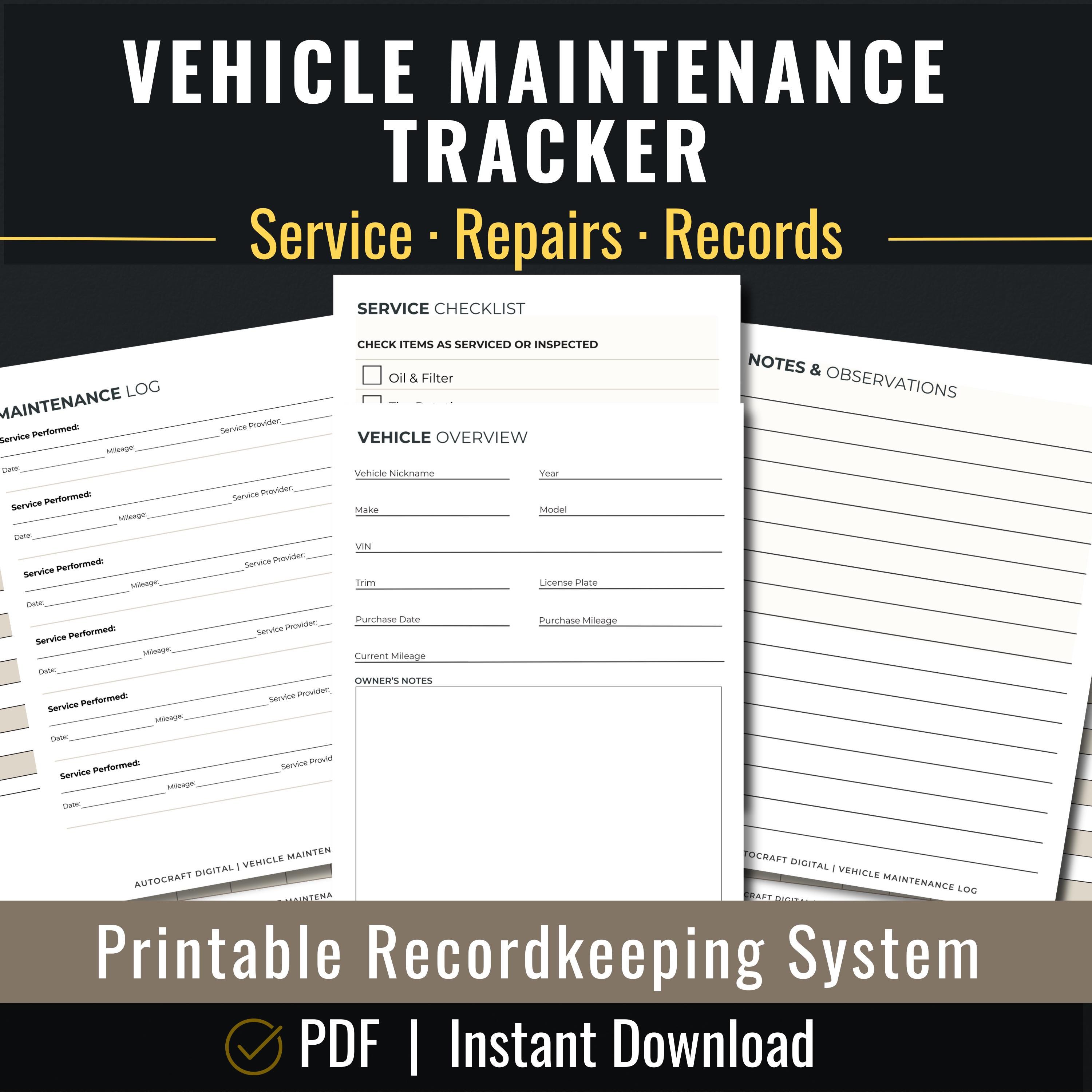 Vehicle Maintenance Tracker | Service History & Repair Tracking ...