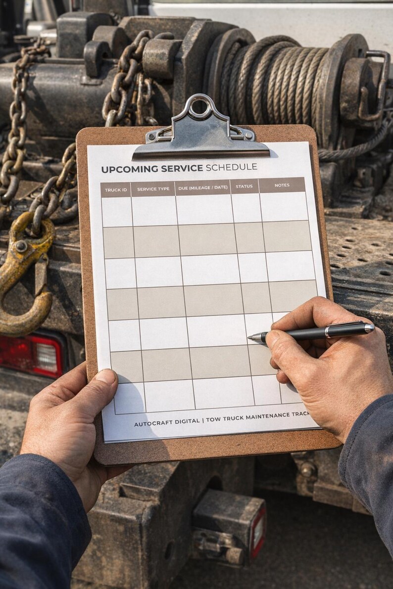Tow Truck Maintenance Log, Job Service Equipment Tracker (PDF Download ...
