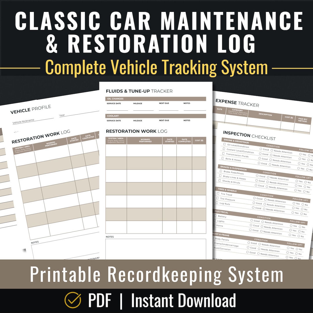 Classic Car Maintenance Tracker Service Repair Tracking Printable classic-car-maintenance-tracker-service-repair-tracking-printable