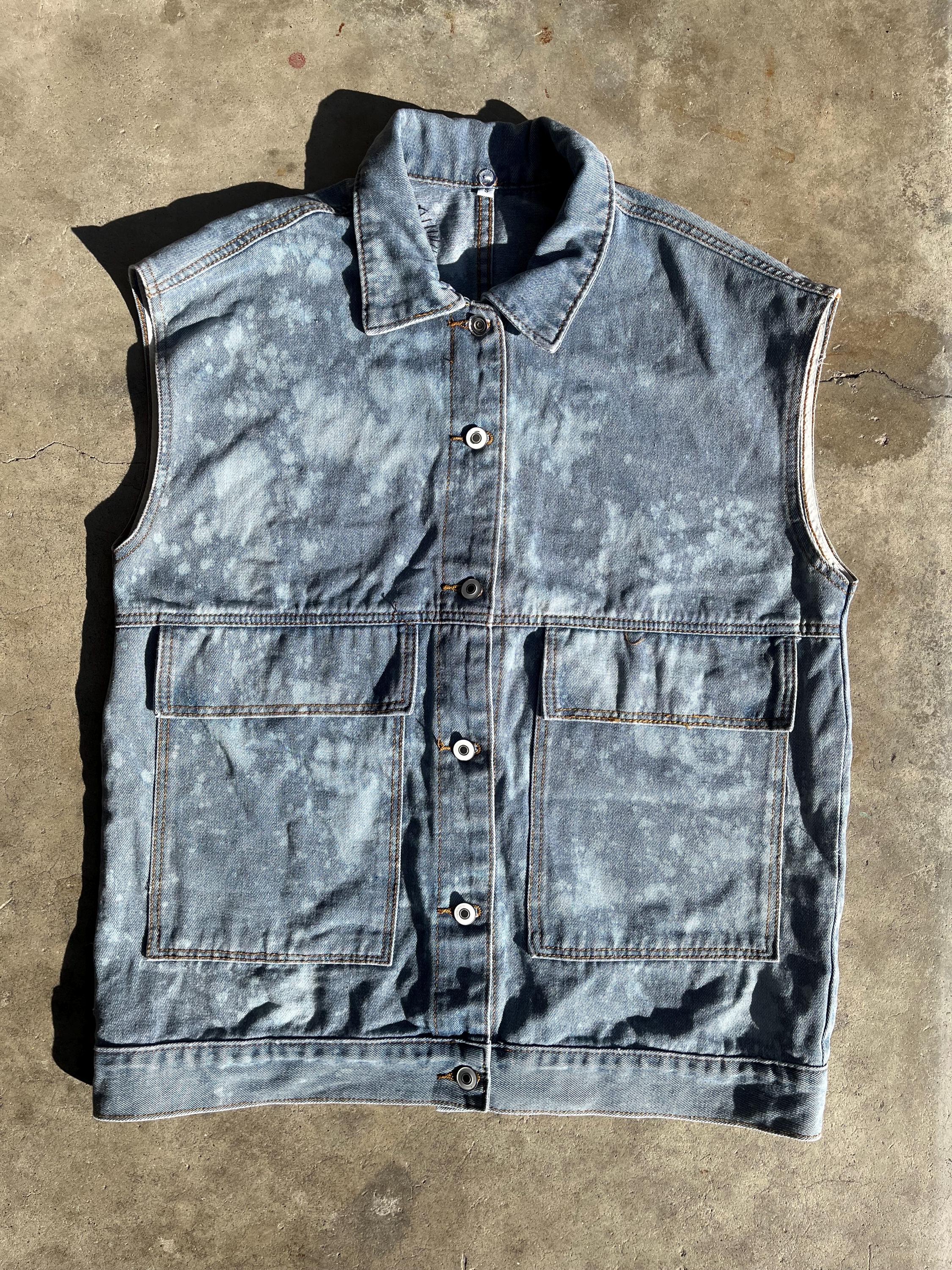 One of a Kind Size Small DEFIANCE Patch Bleached PUNK Vest No