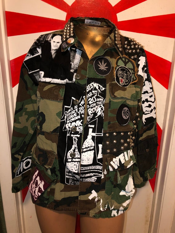 Mens Large Camo Studded Punk Jacket by Addicted to Chaos Seditionaries -  Etsy Sweden
