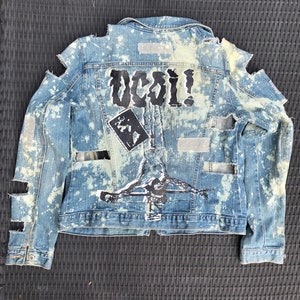 HOLY HELL punk jacket ladies large distressed patched