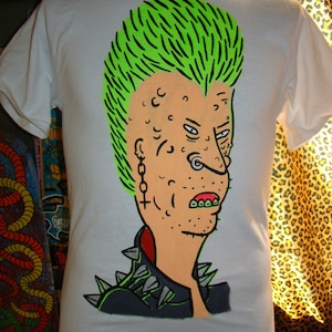 full color version &quot;Leather, braces, studs, and acne&quot; punk shirt