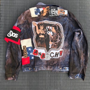 ANARCHY punk jacket mens M levis distressed patched