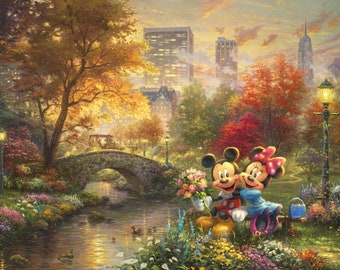 Disney Mickey Mouse and Minnie Dreams Panel by Thomas Kinkade From