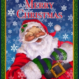 Quilting Treasures - Jolly Ol Santa - 36&quot; Panel - Digital Print Bright Colors Cotton Fabric by the Panel 28813-X Merry Christmas!