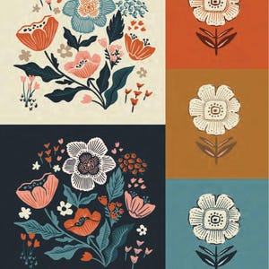Moda Folk Lore Fabric 36&quot; Panel 45609-11, Large Florals and rich colors, 100% Cotton Fancy that design house