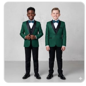 Groene glitter smoking voor jongens (3-delige set)