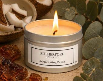 Eucalyptus Amber Soy Candle | Spa Relaxation Gift | Clean Burning, Hand Poured, Minimalist Home Fragrance
