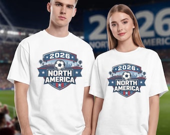 Camisetas para parejas para la Copa Mundial 2026 Comfort Colors, Camiseta del Torneo de Fútbol, Camiseta de Regalo del Torneo de Fútbol, Fútbol de EE. UU., Día del Partido de la Copa Mundial