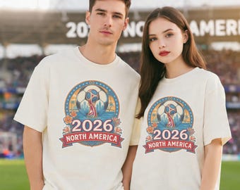 Camisetas para parejas para el Mundial 2026, colores cómodos, camiseta a juego para aficionados de EE. UU., regalo del Mundial para él y para ella, conjunto para parejas para el día del partido.