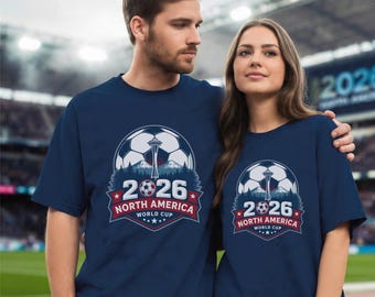 Camisetas para parejas para el Mundial 2026, colores cómodos, camiseta a juego para aficionados de EE. UU., regalo del Mundial para él y para ella, conjunto para parejas para el día del partido.