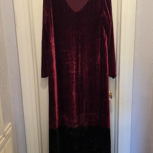 Vintage 90s David Dart Silk Blend Velvet Maxi Dress Burnout Floral Devoré M