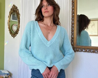 80s Cotton Candy Blue Knit Sweater