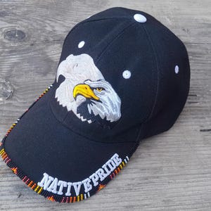 Casquette De Baseball Homme Native Pride Noire - Broderie Plumes, Taille Réglable, Look Authentique