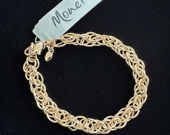 Monet Chain Link Bracelet 7 1/2” Gold Tone New Old Stock