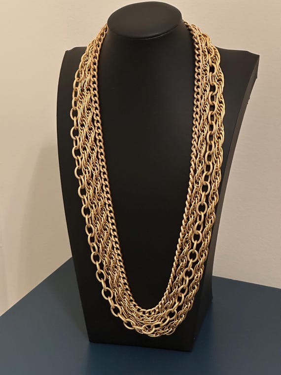 Vintage Signed DB '70s  Multi Strand Chunky Chain… - image 8
