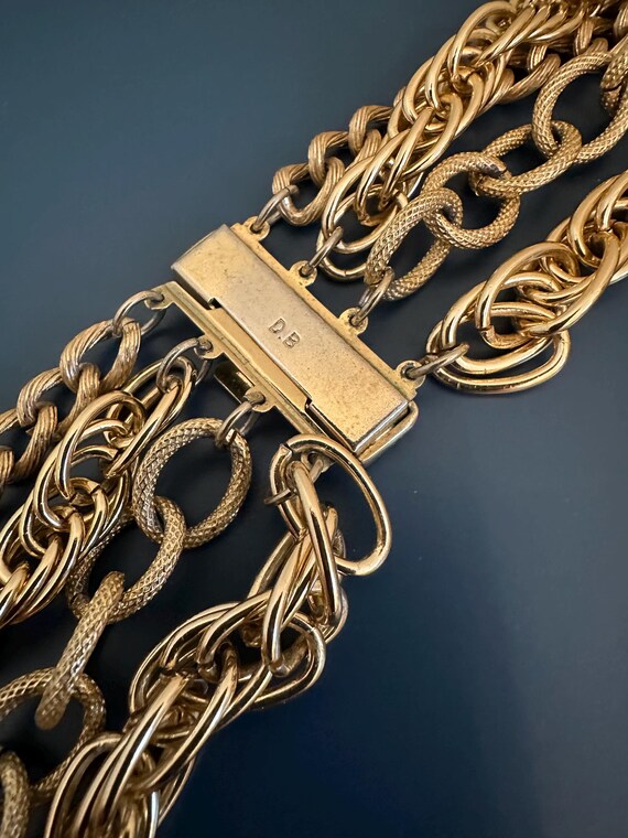 Vintage Signed DB '70s  Multi Strand Chunky Chain… - image 7