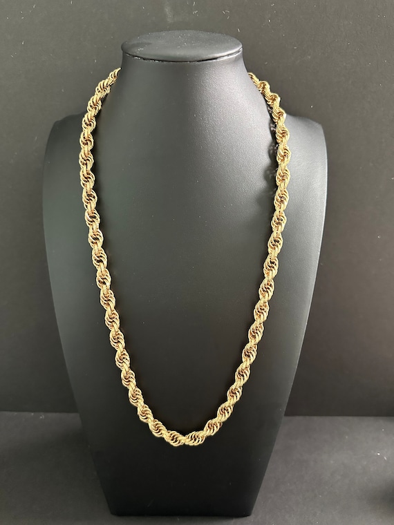 Vintage MONET Chunky Twisted Rope Necklace Gold To