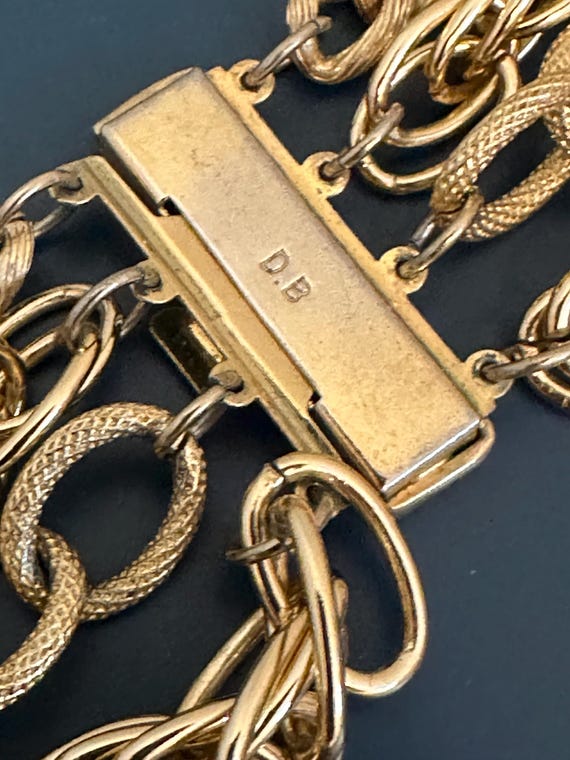 Vintage Signed DB '70s  Multi Strand Chunky Chain… - image 4