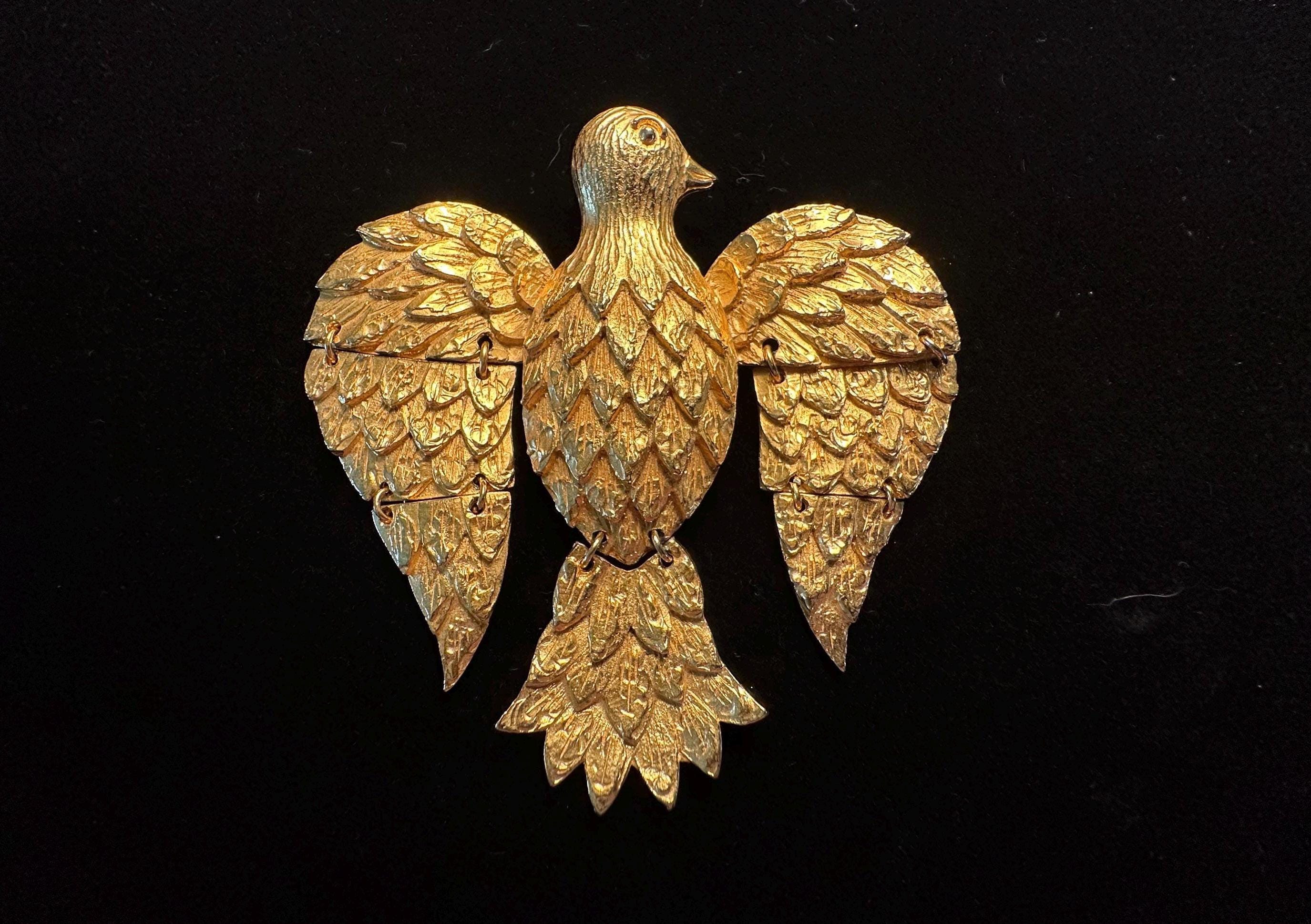 アクセサリー CADORO Jewel Co. 70s vintage brooch 1970s Articulated Cadoro Bird Brooch Pendant Gold Tone 3 1/4” - Etsy