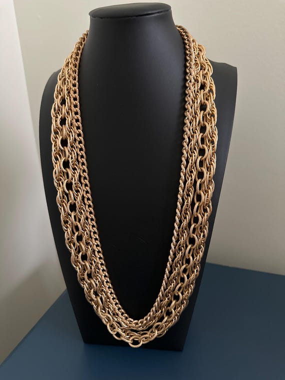 Vintage Signed DB '70s  Multi Strand Chunky Chain… - image 2