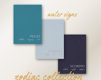 Zodiac Prints ~ Water Collection ~ Minimalist ~ Instant PNG Download