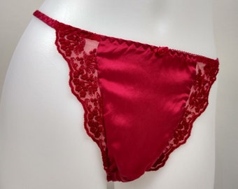 victoria's secreto vintage seda bragas bikini encaje joya tono rubí rojo tamaño suave m 6 dreamy romántica fem marisy