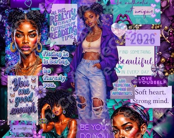 Amethyst & Teal  kindle insert Black Girl Booktok Collage