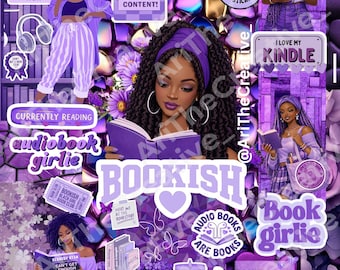 Bookish Babe: Violet Hours kindle insert Black Girl Booktok Collage