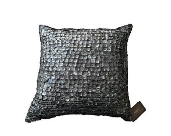 Sabira Pillow Cover 18 x 18 Charcoal Mother Pearl Shell Linen Nieman Marcus KC