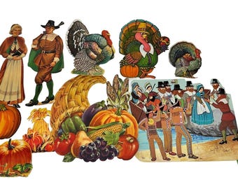 Vtg Dennison Eureka Thanksgiving Wall Decorations Turkey Die Cut Cutout