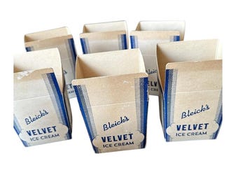 Vintage boxes One Pint Velvet Ice Cream BLEICK Creamery Bonduel, WI 1940s